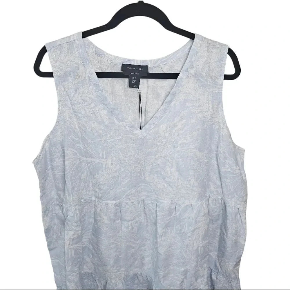 ‎Tahari Sleeveless Linen Dress Tiered Mini - Picture 4 of 8